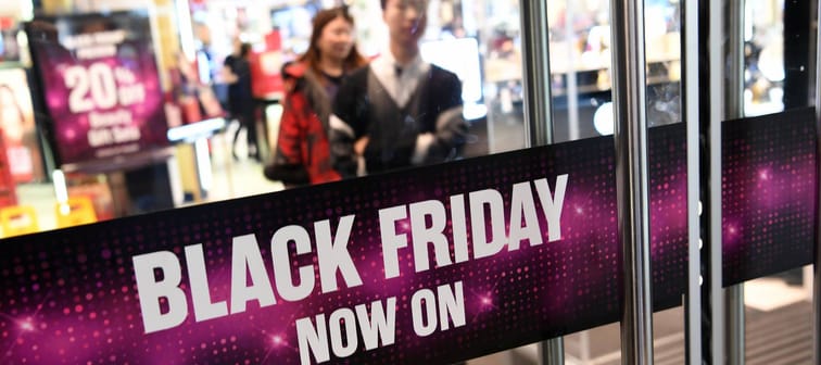 Store advertising a Black Friday sale on Nov. 26, 2020