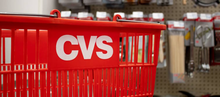 CVS basket in front of the cookware isle