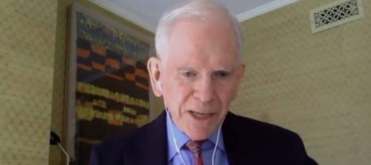 A screenshot of Jeremy Grantham from an interview with Bloomberg