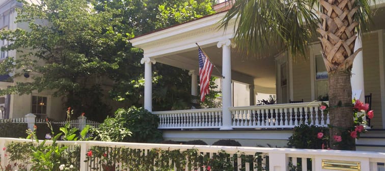 Charleston House with Flag and Flowers