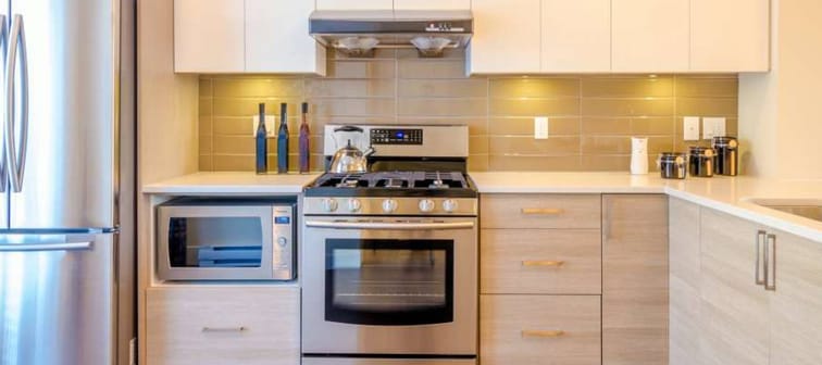Remodeled kitchen with stainless steel appliances