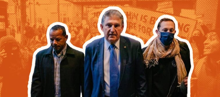 Senator Joe Manchin is confronted by climate activists