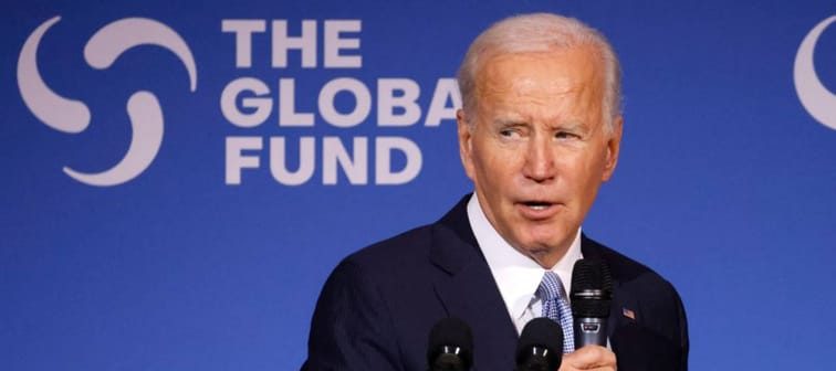 US President Joe Biden speaks at the Global Fund's Seventh Replenishment Conference in New York City.
