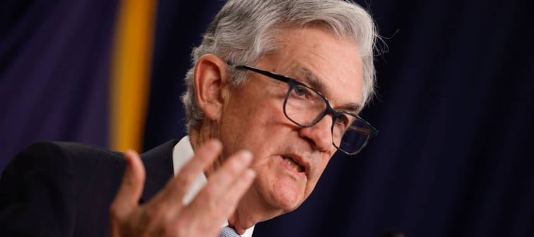 Federal Reserve Bank Board Chairman Jerome Powell answers reporters' questions during a news conference