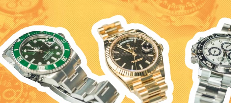 Collection of Luxury Rolex watches on white background
