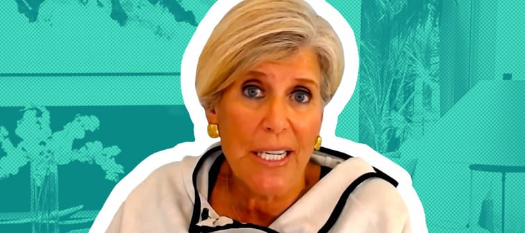Suze Orman speaking during a video interview.