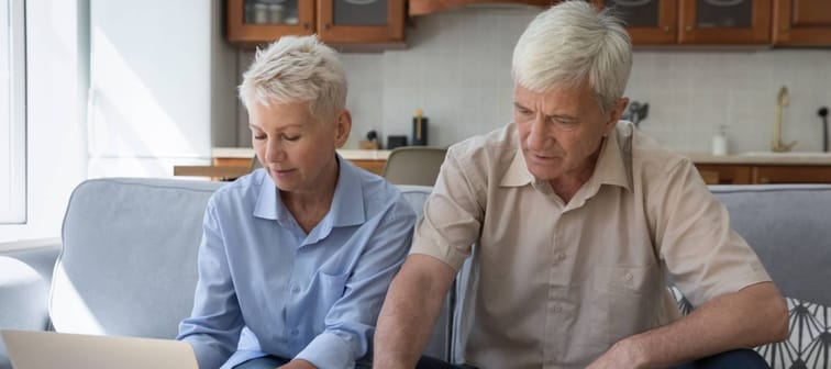 Older couple manage family budget