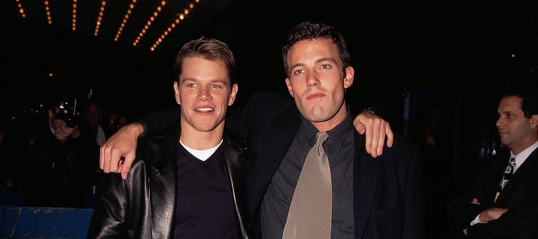 Matt Damon and Ben Affleck at the premiere of "Good Will Hunting" at the Ziegfeld Theater.
