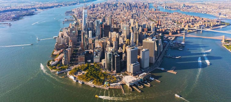 Aerial view of lower Manhattan New York City