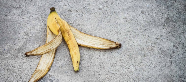 Banana peel on floor