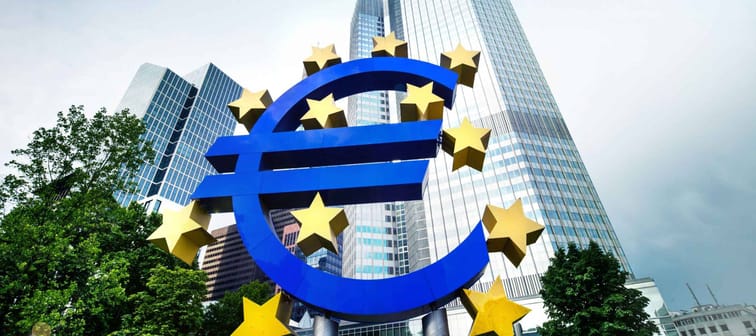 European central bank. Euro. Frankfurt city. Business and finance concept.
