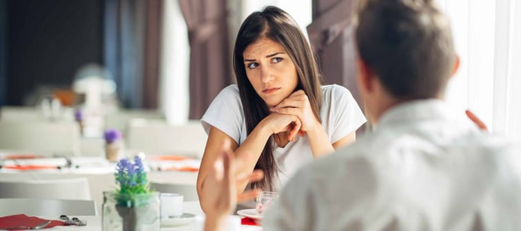 Worried woman doubting.Angry female despise partners actions,agitated person having relationship problems.
