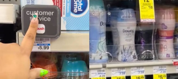 Screenshot of tiktok video by @suecleansit showing Downy laundry products on store shelf