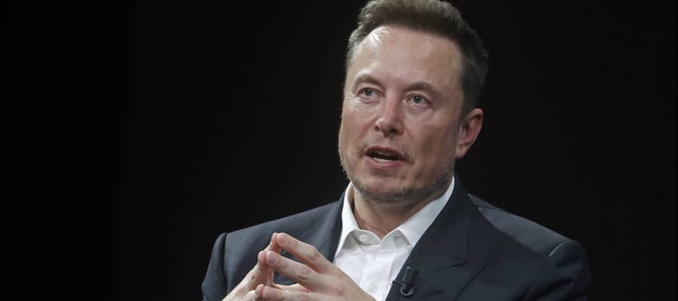 Chief Executive Officer of SpaceX and Tesla and owner of Twitter, Elon Musk gestures as he attends the Viva Technology conference.