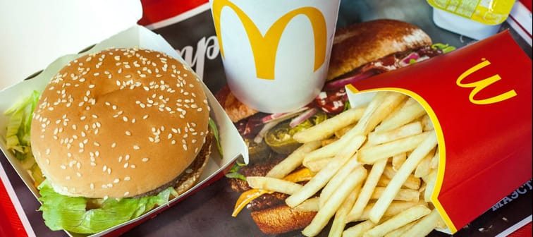 A McDonald's meal on a tray.
