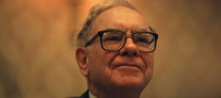 Warren Buffett during a conference in Paris on April 14, 1999, France.