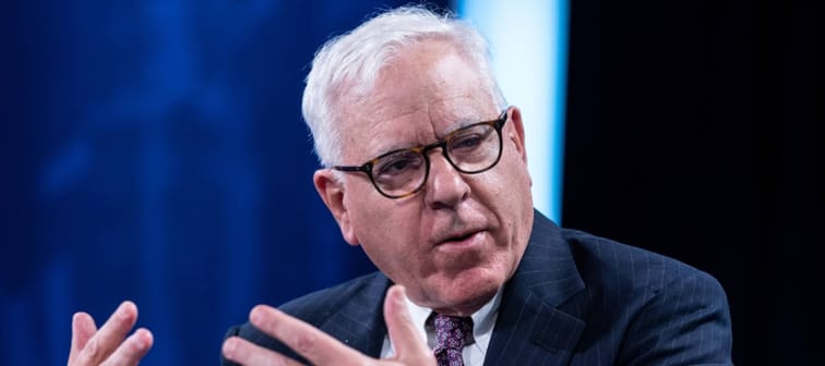 New York, NY - September 19, 2022: Co-Founder of The Carlyle Group David Rubenstein in conversation with Matthew Swift