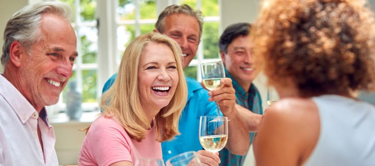 A group of friends drinking wine.