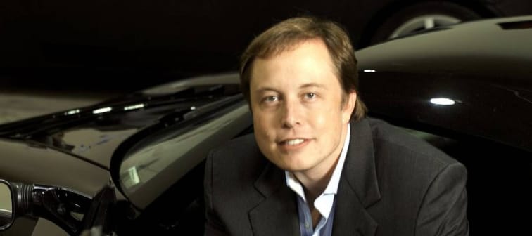 Elon Musk pictured sitting in a Tesla in 2006.