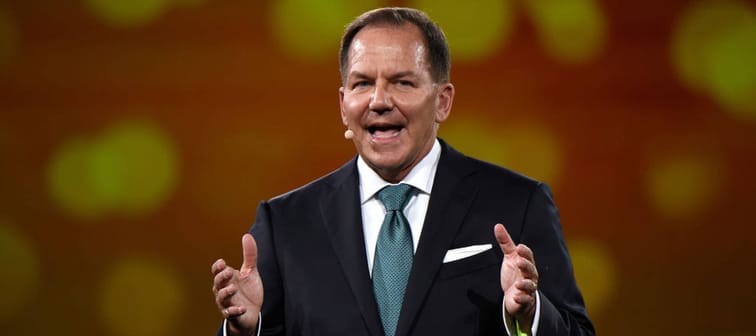 Founder of The Robin Hood Foundation, Paul Tudor Jones speaks on stage during The Robin Hood Foundation's 2018 benefit