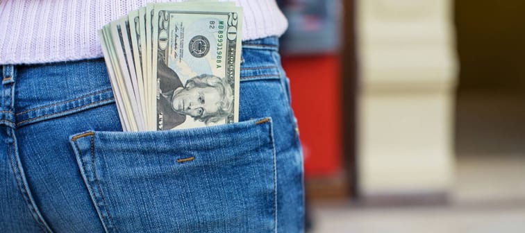 Close up, cash in back jean pocket