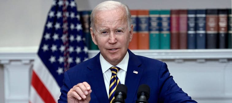 S President Joe Biden announces student loan relief on August 24, 2022 in the Roosevelt Room of the White House in Washington, DC.