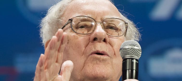 Warren Buffett speaks during the United State of Women summit at the Washington Convention Center in Washington, DC, June 14, 2016.