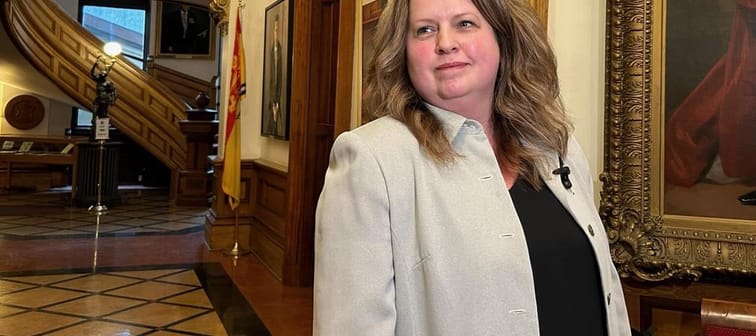 New Brunswick Tourism Minister Tammy Scott-Wallace appears at the legislature in Fredericton on May 9, 2024. 