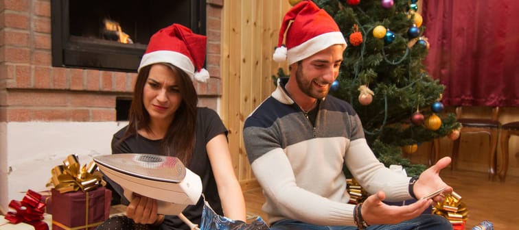 Woman unhappy with bad christmas gift