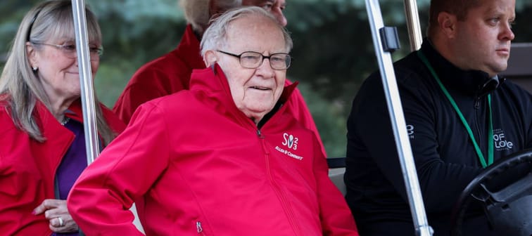 Warren Buffett, Chairman and CEO of Berkshire Hathaway, makes his way to a morning session at the Allen & Company Sun Valley Conference