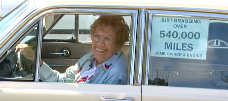 Rachel Veitch behind the wheel of Chariot