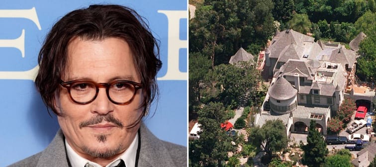 Johnny Depp and an aerial view of one of his Hollywood homes.