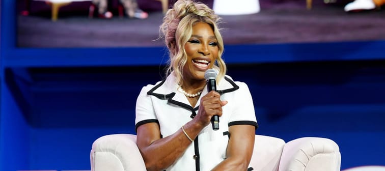 Serena Williams speaks onstage during the 2024 ESSENCE Festival Of Culture at the Ernest N. Morial Convention Center in New Orleans, Louisiana, July 6, 2024.