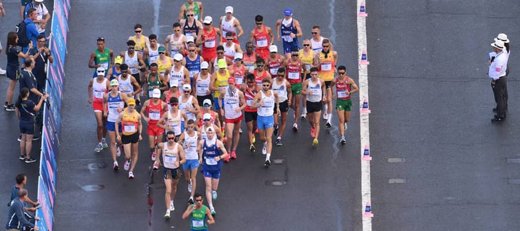 Race walk athletes.