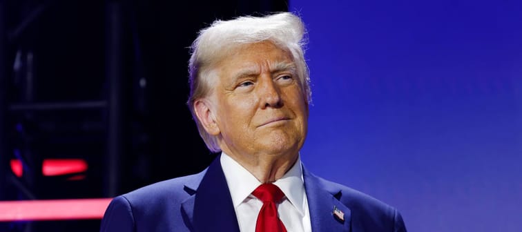 Republican presidential nominee, former U.S. President Donald Trump appears at the National Faith Advisory Summit on October 28, 2024 in Georgia.