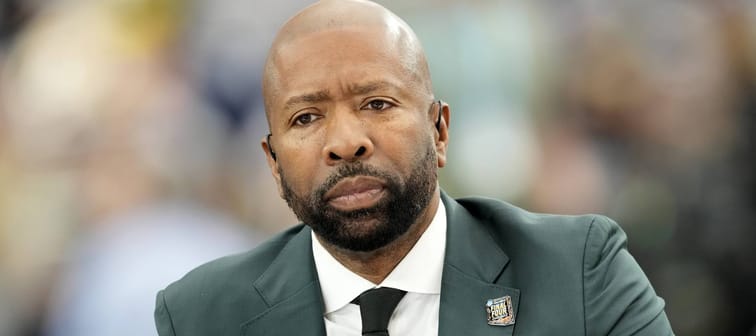 Basketball analyst Kenny Smith on air before an NCAA game between Purdue and North Carolina State at State Farm Stadium in Glendale, Arizona, April 6, 2024.