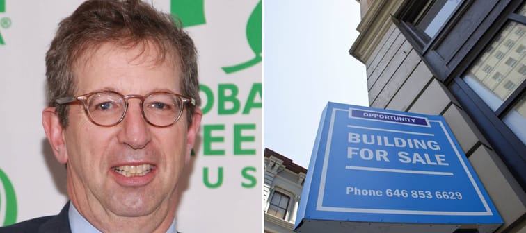 Left: WIlliam Rudin Right: Upward facing shot of an office building for sale