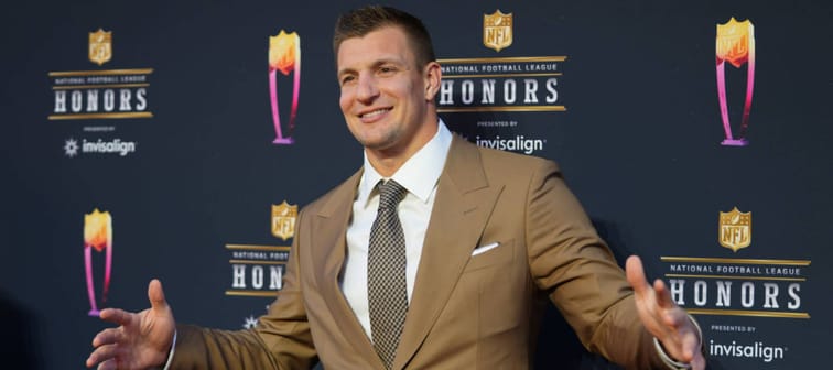 Rob Gronkowski in a suit at an NFL event