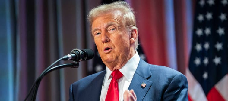 US President-elect Donald Trump speaks during a meeting with House Republicans at the Hyatt Regency hotel in Washington, DC.