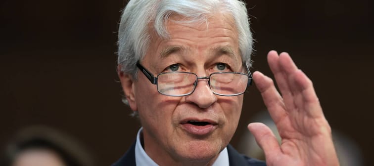 Jamie Dimon, Chairman and CEO of JPMorgan Chase, testifies during a Senate Banking Committee hearing at the Hart Senate Office Building on December 06, 2023 in Washington, DC.