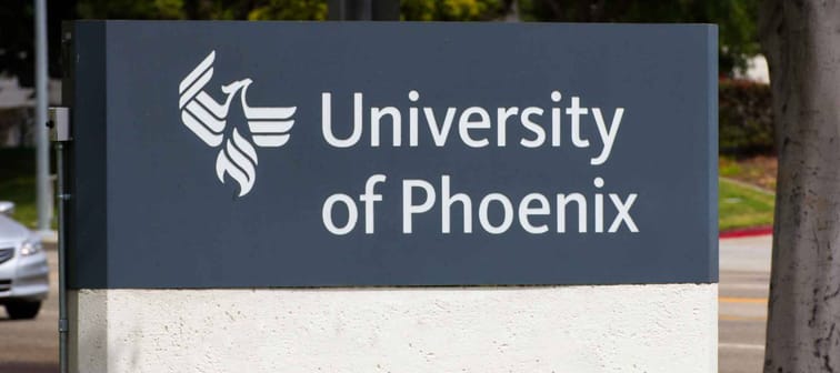 CARSON, CA/USA - AUGUST 2, 2014: The University of Phoenix facility. The University of Phoenix is an American for-profit institution of higher learning, headquartered in Phoenix, Arizona.