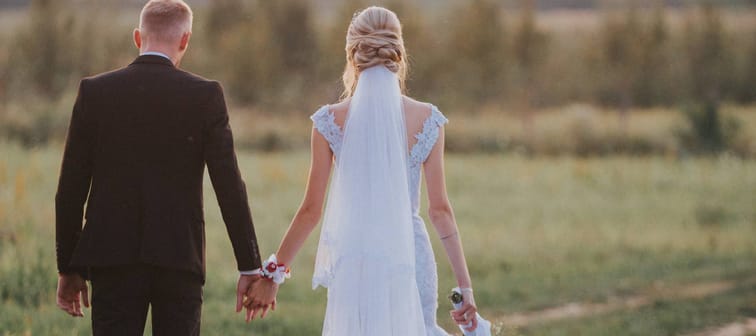 Bride and groom at their wedding