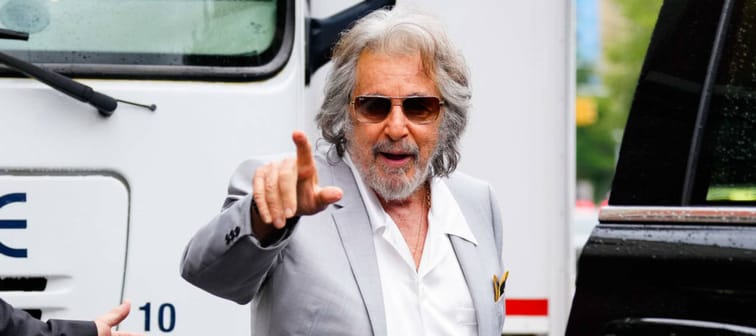 Al Pacino arrives for a music video shoot with Bad Bunnyt on August 24, 2023 in New York City.