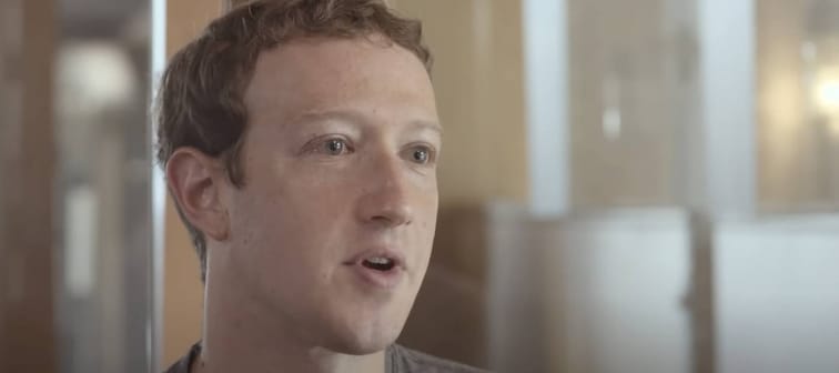 Mark Zuckerberg seen speaking in an interview.