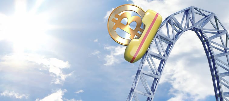 Bitcoin roller coaster with price going down