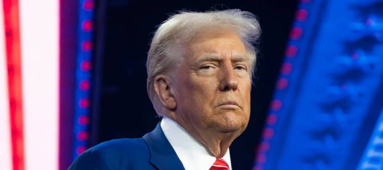 U.S. President-elect Donald Trump looks on during Turning Point USA's AmericaFest