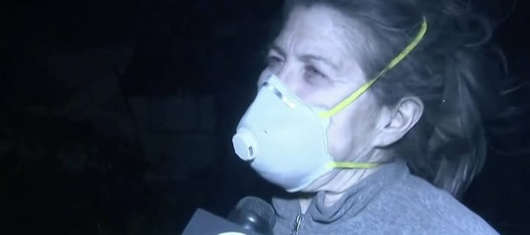 Woman tries to save home with hose