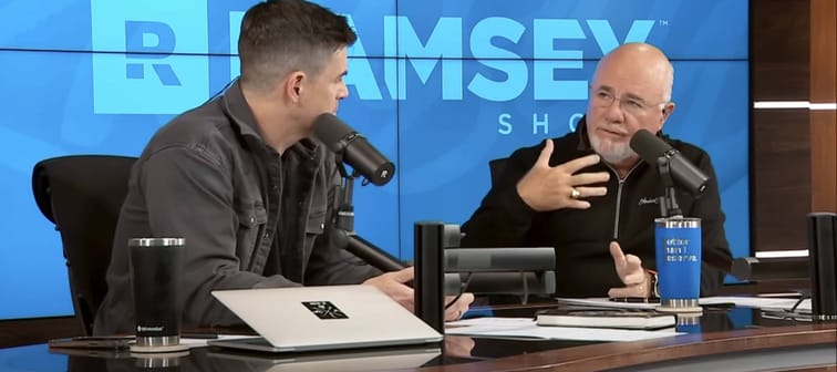 Dave Ramsey (right) and co-host John Delony discuss caller Elliot's financial struggles.