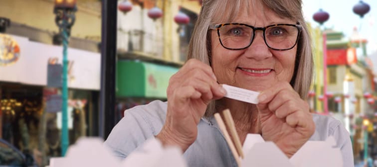 Grandma with fortune cookie