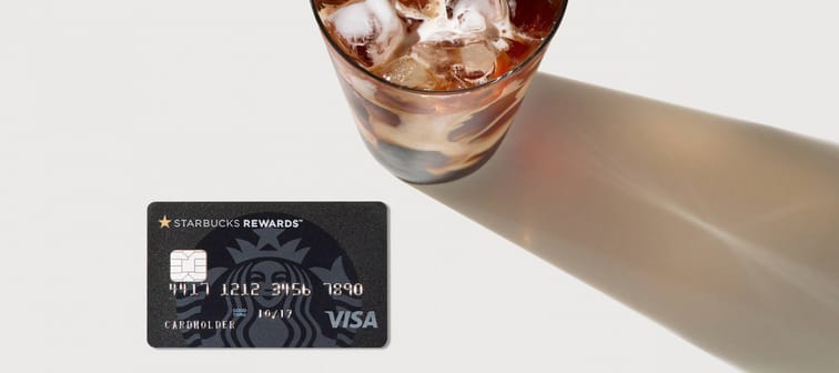 The new Chase Starbucks Rewards Visa card, with an iced coffee